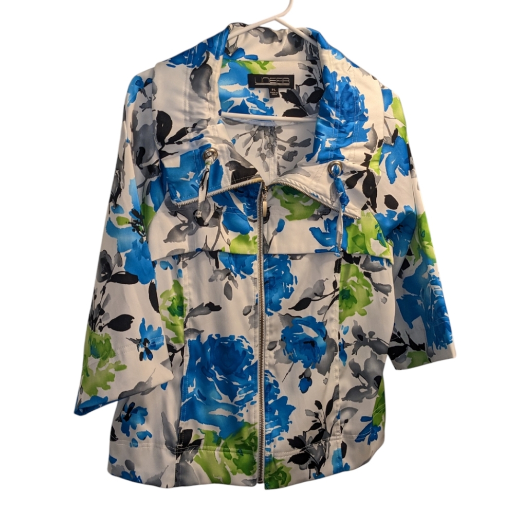 Linear Floral Blue and Green Jacket PL
